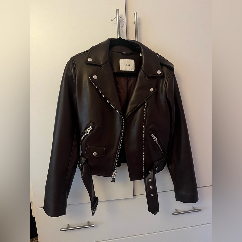 Wilfred Brown Faux Leather Jacket